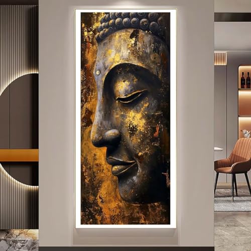 Diamond Painting XXL Groß 180x60 cm Diamant Painting Bilder Goldener Buddha Diamond Art Kits, DIY Basteln Erwachsene Malen Nach Zahlen Full Diamant Painting Malerei Stickerei Set Home Wand Dekor U211 von Janktie