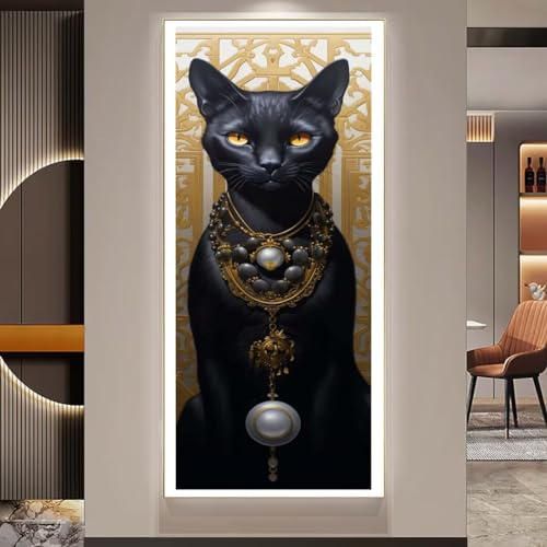 Diamond Painting XXL Groß Diamant Painting Bilder Anubis Diamond Art Painting Kits, DIY Basteln Erwachsene Malen Nach Zahlen Full Diamant Painting Zubehör Malerei Stickerei Home Wand Dekor (Katze) Q36 von Janktie