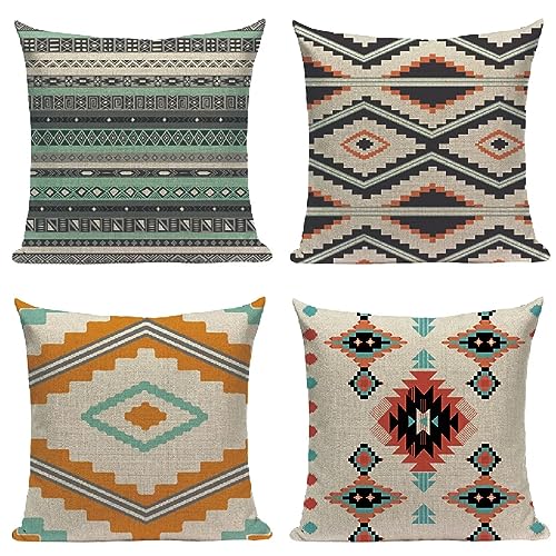 Mandala National Kissenbezug 45 x 45 cm Sofakissen Super Weich Kopfkissen 4er Set Kissen Deko Kissenhülle mit Unsichtbarem Reißverschluss Kopfkissenbezug für Gartenmöbel Schlafzimmer WohnzimmerA300 von Janktie