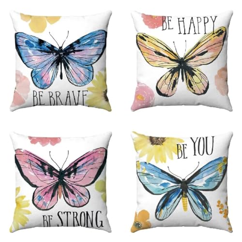Schmetterling Kissenbezug 35 x 35 cm Sofakissen Super Weich Kopfkissen 4er Set Bunt Kissen Deko Kissenhülle mit Reißverschluss Kopfkissenbezug Quadrat Kissen für Garten Schlafzimmer Wohnzimmer R295 Schmetterling Kissenbezug 35 x 35 cm Sofakissen Super Weich Kopfkissen 4er Set Bunt Kissen Deko Kissenhülle mit Reißverschluss Kopfkissenbezug Quadrat Kissen für Garten Schlafzimmer Wohnzimmer R295 von Janktie