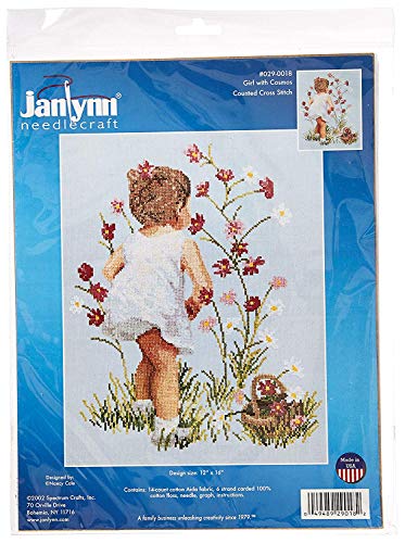 Janlynn Kreuzstich Stickpackung Mädchen mit Kosmeen, Zählmuster von Janlynn