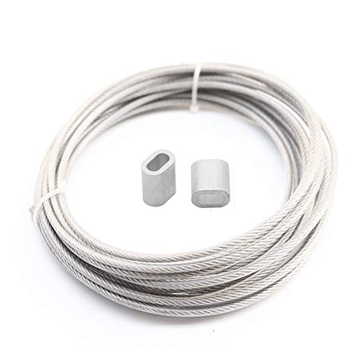 Drahtseil, Stahlseil 5 Meter Drahtseil, PVC-transparent beschichtetes Kabel, Edelstahlseil, Wäscheleine, Durchmesser 0,8 mm, 1, 2, 3(2.5mm 5M) von Janmobrian