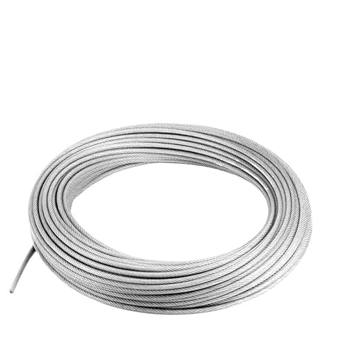 Drahtseil, Stahlseil Durchmesser 0,5–3 mm Edelstahldraht, 10 m/5 m Seil mit 7 x 7-Struktur, weiches Angel-Hebekabel, Zugseil, Wäscheständer-Drahtseil(2mmx5M) von Janmobrian