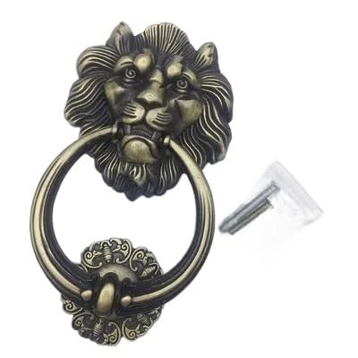 Janmobrian Antik Türklopfer, Türklopfer Aus Gusseisen 20 cm * 11,5 Große Antike Löwe Tür Kicker Lionhead Porter Lions Home Dekoration(Greenbronze) von Janmobrian