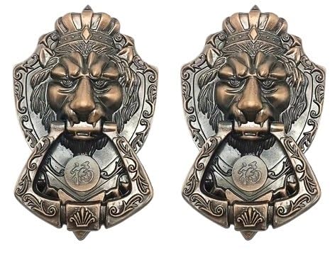 Janmobrian Antik Türklopfer, Türklopfer Aus Gusseisen Antike Fußmatte Mit Löwenmotiv, 1 Stück/2 Stück, Heimdekoration, Inkl. Schrauben, Türklopfer Und Türgriffe Aus Zinklegierung(2pcs) von Janmobrian