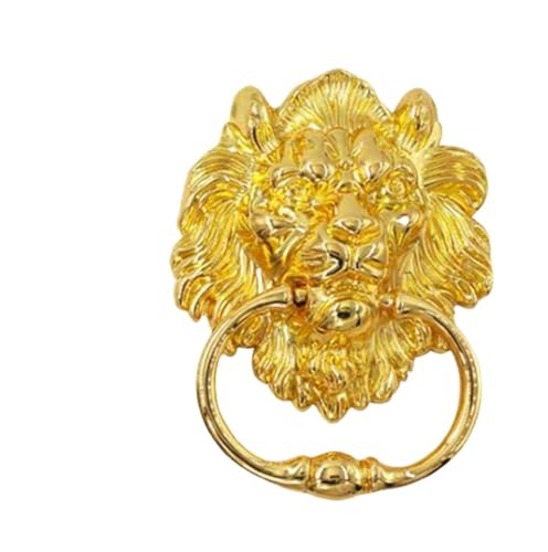 Janmobrian Antik Türklopfer, Türklopfer Aus Gusseisen Retro Golden Chrom Silber Löwenkopf Massivholz Türklopfer Griff Bronze Sofa Stuhl Rückenlehne Ring(Gold) von Janmobrian