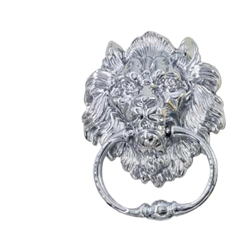 Janmobrian Antik Türklopfer, Türklopfer Aus Gusseisen Retro Golden Chrom Silber Löwenkopf Massivholz Türklopfer Griff Bronze Sofa Stuhl Rückenlehne Ring(Silver) von Janmobrian