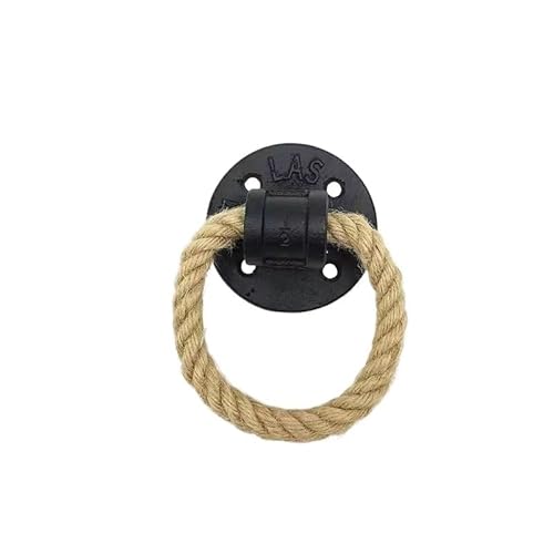 Janmobrian Antik Türklopfer, Türklopfer Aus Gusseisen Schwarzer Gusseisengriff Hanfseil-Zugring Zimmerschubladengriffe Einlochknöpfe Schranktürknopf(1 pc) von Janmobrian