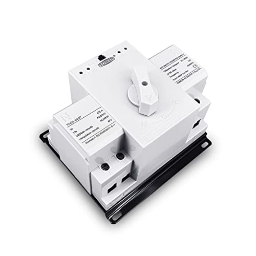 Janmobrian Sicherungsautomat, Leitungsschutzschalter ATS 2P 63A 230V MCB Typ Dual Power Automatischer Übertragungsschalter(2 Input 1 Output) von Janmobrian