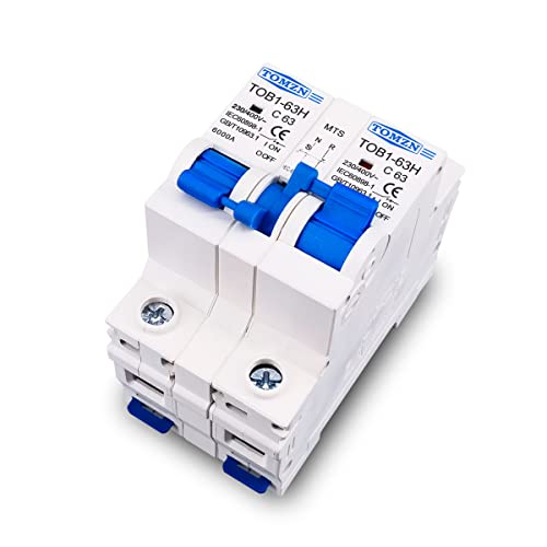 Janmobrian Sicherungsautomat, Leitungsschutzschalter Dual Power Manual Transfer Switch Circuit Breaker MCB 50HZ/60HZ TOMZN(2P 2P,40A) von Janmobrian