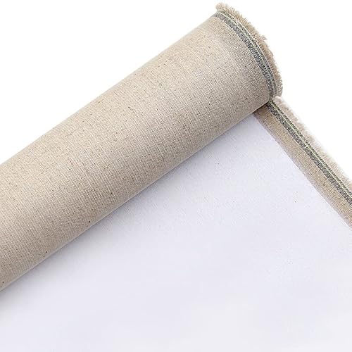 Leinwand Stoff,Leinwand Auf Rolle Grundierte leere Leinwandschicht aus Leinenmischung for Ölgemälde, Acrylgemälde, 5 m, eine Rolle, 28/48 cm Breite(48cm width) von Janmobrian