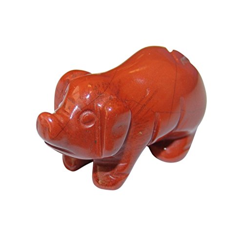 Janni-Shop-Figuren Jaspis Rot Schwein - Glücksschwein ca. 40 x 20 mm Edelstein, Glücksbringer von Janni-Shop-Figuren