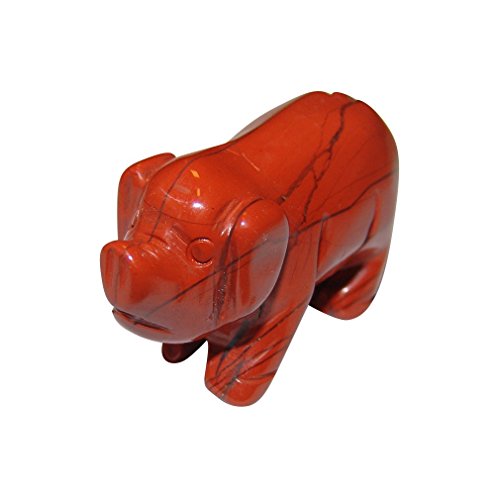 Janni-Shop-Figuren Jaspis Rot Schwein - Glücksschwein ca. 50 x 30 mm Edelstein, Glücksbringer von Janni-Shop-Figuren