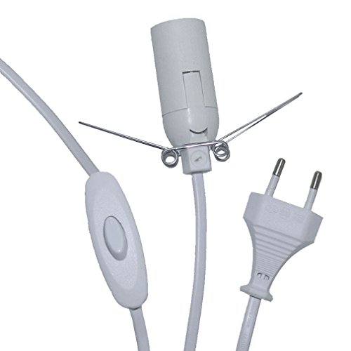 Kabel extra lang mit Schalter Fassung E14 weiß 250 cm lang für Salzlampe 4995 von Janni-Shop-Salzlampen