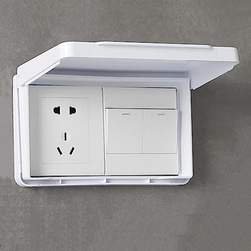 Klebriger Typ Schalter Steckdose Frontplatte Panel Box, 86 Typ Lichtschalter Schalter Steckdose Box, Flip Wetterfeste Abdeckung Steckdose Abdeckung für Hausverbesserung (Weiß) von Jannity