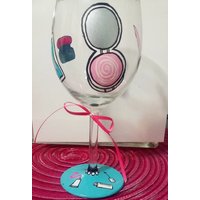 Make-Uplicious Hand Bemalt Weinglas von Jannysboutique