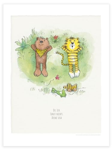 Janosch »Einfach nur wir beide« hochwertiger personalisierbarer Kunstdruck/Poster Figurenwelt-Motiv von Janosch
