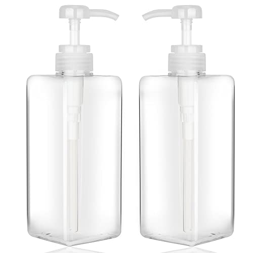 Pumpflasche, 650 ml, nachfüllbar, Kunststoff, leerer Seifenspender (650 ml, 2 Stück, transparent) von Jansburg