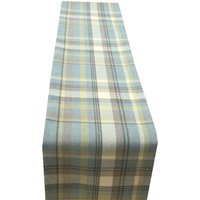 Isles-Kollektion Skye Parisian Blue Und Grey Tartan Plaid, Vollständig Gefütterter Tisch-/Bettläufer von Janscosycushions