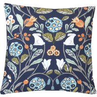 Willaim Morris Style Forester Blumenmuster Mit Weißen Kaninchen in Denim Blue Kissenbezug/Kissenbezug von Janscosycushions