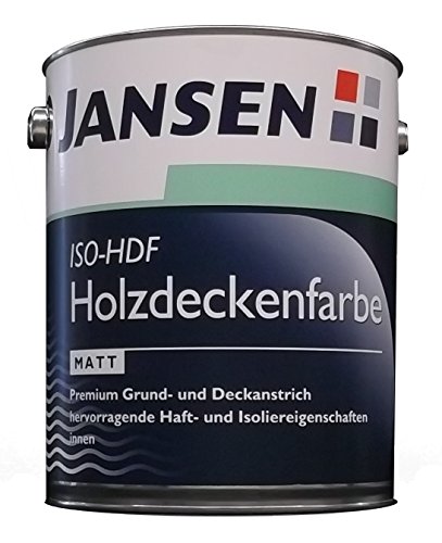 Jansen ISO-HDF Holzdeckenfarbe weiß 5 Liter matt Grund und Deckanstrich von Jansen