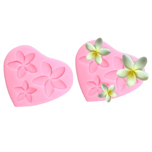 2 Stück Frangipani Plumeria Blumen Silikonform DIY Gummipaste Süßigkeiten Schokolade Handmade Eis Cream Fondant Form Pudding Desserts Cupcake Kuchen Topper Dekoration Kristall Jelly Shots von Jansowin