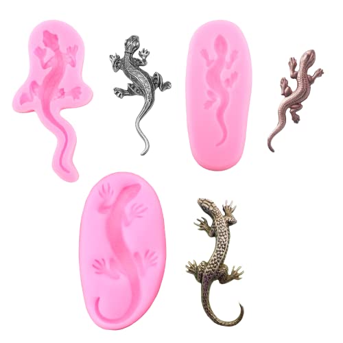 3D Eidechse Gecko Cabrite Tier Silikonform für DIY Jelly Shots Handgemachte Eiscreme Gum Paste Kristall Süßigkeiten Eiswürfel Cupcake Topper Dekoration Schokolade Desserts Pudding Seife Form Fondant von Jansowin