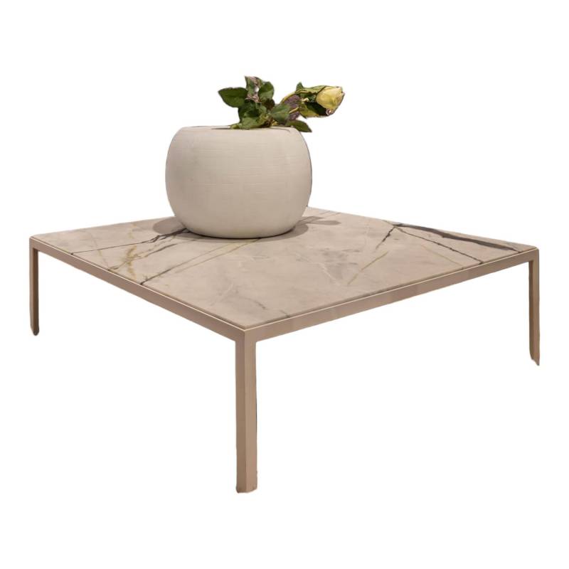 Couchtisch SC 54 Steinplatte Calacatta Verde Leder Optik Gestell Pulverbeschicht... von Janua