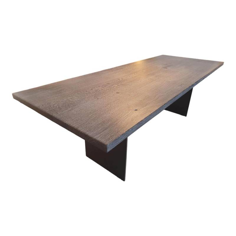 Esstisch SC41 Platte Eiche Geköhlt Und Gekalkt Gestell Rohstahl Natur Lackiert von Janua