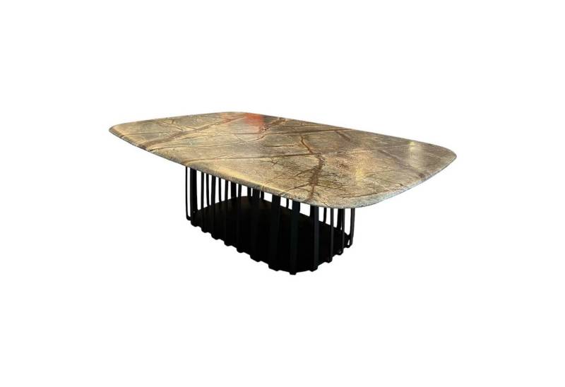 Janua Couchtisch Couchtisch Basket Tischplatte Stein Gemustert Gestell Stahl Schwarz von Janua