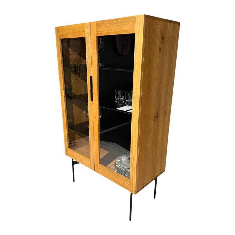 Vitrine BC 04 Korpus Eiche Natur Geölt Front Glas Innen HPL Compact Schwarz von Janua
