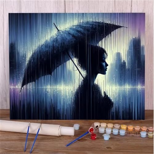 Paint by Numbers for Adults,Umbrella Beauty Paint by Number Kits On Canvas for Beginners,with Brushes DIY Color Acrylic Pigment Oil Painting Arts Crafts for Home Decor(Without Frame)50x65cm von Januave