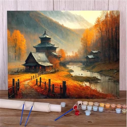 Paint by Numbers for Adults,Valley House Fallen Leaves Paint by Number Kits On Canvas for Beginners,with Brushes DIY Color Acrylic Pigment Oil Painting Arts Crafts for Home Decor(Without Frame)50x65cm Paint by Numbers for Adults,Valley House Fallen Leaves Paint by Number Kits On Canvas for Beginners,with Brushes DIY Color Acrylic Pigment Oil Painting Arts Crafts for Home Decor(Without Frame)50x65cm von Januave