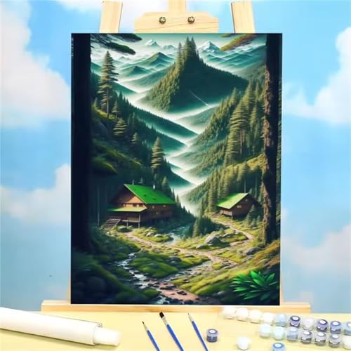 Paint by Numbers for Adults,Valley River Paint by Number Kits On Canvas for Beginners,with Brushes DIY Color Acrylic Pigment Oil Painting Arts Crafts for Home Decor(Without Frame)55x70cm von Januave