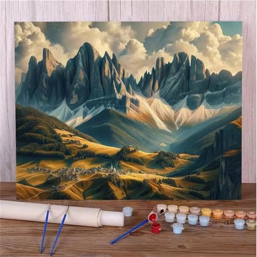 Paint by Numbers for Adults,Valley White Cloud Paint by Number Kits On Canvas for Beginners,with Brushes DIY Color Acrylic Pigment Oil Painting Arts Crafts for Home Decor(Without Frame)40x50cm von Januave