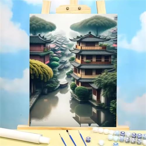 Paint by Numbers for Adults,View Loft Paint by Number Kits On Canvas for Beginners,with Brushes DIY Color Acrylic Pigment Oil Painting Arts Crafts for Home Decor(Without Frame)45x60cm von Januave
