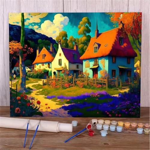 Paint by Numbers for Adults,Village Loft Paint by Number Kits On Canvas for Beginners,with Brushes DIY Color Acrylic Pigment Oil Painting Arts Crafts for Home Decor(Without Frame)30x40cm von Januave
