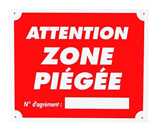 Januel Schild Achtung Zone, Fangzone, Schild für Territoire de Jagd – Schild mit Falle, 30 x 25 cm – Rot & Weiß – Akylux flexibel 4 mm von januel