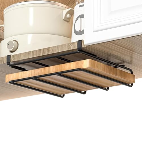 Schneidebrett-Halter – Unterschrank-Schneidebrett-Ständer, multifunktionaler Schneidebrett-Halter unter dem Schrank, Mehrzweck-Schneidebrett-Organizer mit Haken, Schneidebrett-Ständer für Küche von Janurium