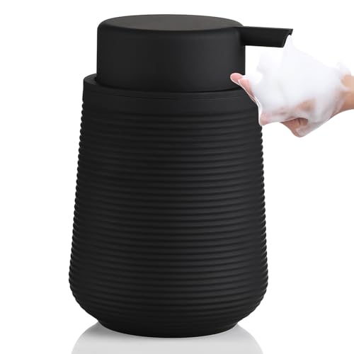 Janxin Schaumspenderflasche, Seifenspender Schaum, Soap Dispenser Black, 320ml, Pumpspender, Seifenspender Bad, Matte Streifen, Geeignet für Shampoo, Duschgel, Badezimmerschaumseife von Janxin