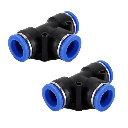 Janzoom 2 Stück 3-Wege-Pneumatikanschlüsse, 3-Wege-T-Stück zum Anschließen, Schnellverschluss-PE-Luftleitungsadapter für Rohre (6 mm) von Janzoom