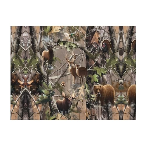 101,6 x 76,2 cm weiche, gemütliche Flanelldecke, Wildtierjagd, Hirsch, Bär, Elch, bedruckter Überwurf für Bett, Sofa und Reisen, leicht, hypoallergen 101,6 x 76,2 cm weiche, gemütliche Flanelldecke, Wildtierjagd, Hirsch, Bär, Elch, bedruckter Überwurf für Bett, Sofa und Reisen, leicht, hypoallergen von JaoXer