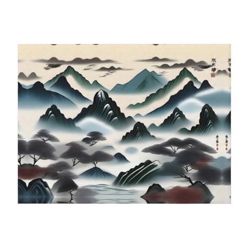 152,4 x 127 cm weiche, gemütliche Flanelldecke, Wolken und Berge, bedruckter Überwurf für Bett, Sofa und Reisen, leicht, hypoallergen von JaoXer