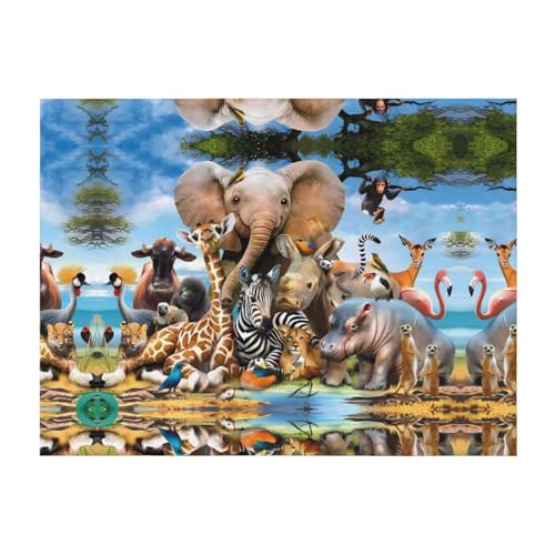 152,4 x 127 cm weiche, gemütliche Flanelldecke, afrikanische Tiere, bedruckter Überwurf für Bett, Sofa und Reisen, leicht, hypoallergen 152,4 x 127 cm weiche, gemütliche Flanelldecke, afrikanische Tiere, bedruckter Überwurf für Bett, Sofa und Reisen, leicht, hypoallergen von JaoXer