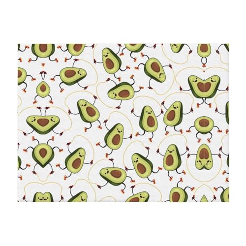 152,4 x 127 cm weiche, gemütliche Flanelldecke, lustiger Cartoon-Avocados, bedruckter Überwurf für Bett, Sofa und Reisen, leicht, hypoallergen 152,4 x 127 cm weiche, gemütliche Flanelldecke, lustiger Cartoon-Avocados, bedruckter Überwurf für Bett, Sofa und Reisen, leicht, hypoallergen von JaoXer