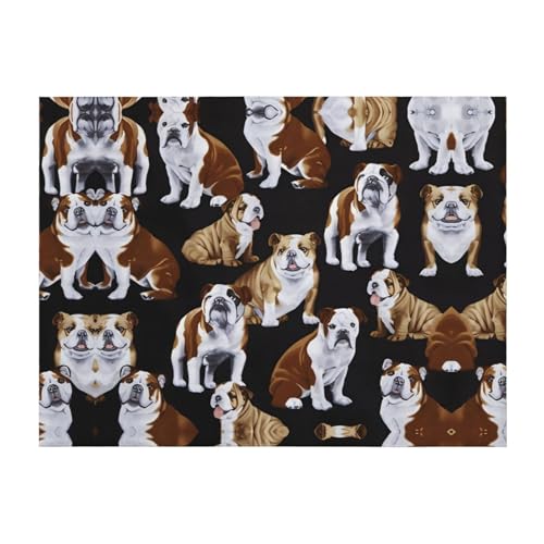 203,2 x 152,4 cm weiche, gemütliche Flanelldecke, Motiv: Englische Bulldoggen, bedruckter Überwurf für Bett, Sofa und Reisen, leicht, hypoallergen von JaoXer