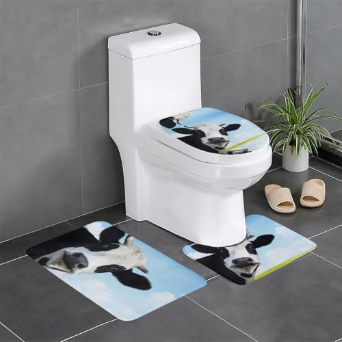 3-teiliges Badezimmerteppich-Set mit Kuh-Muster, WC-Bodenteppich, Badewanne, Dusche, waschbare Matten – bequeme und langlebige Badteppiche 3-teiliges Badezimmerteppich-Set mit Kuh-Muster, WC-Bodenteppich, Badewanne, Dusche, waschbare Matten – bequeme und langlebige Badteppiche von JaoXer