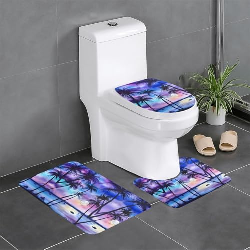 3-teiliges Badezimmerteppich-Set mit Palmenmuster, WC-Bodenteppich, Badewanne, Dusche, waschbare Matten – bequeme und langlebige Badteppiche 3-teiliges Badezimmerteppich-Set mit Palmenmuster, WC-Bodenteppich, Badewanne, Dusche, waschbare Matten – bequeme und langlebige Badteppiche von JaoXer