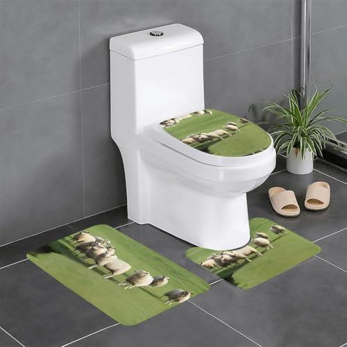 3-teiliges Badezimmerteppich-Set mit Schafen und Lämmern, WC-Bodenteppich, Badewanne, Dusche, waschbare Matten – bequeme und langlebige Badteppiche 3-teiliges Badezimmerteppich-Set mit Schafen und Lämmern, WC-Bodenteppich, Badewanne, Dusche, waschbare Matten – bequeme und langlebige Badteppiche von JaoXer