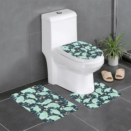 3-teiliges Badezimmerteppich-Set mit Seekuh Tiere Kalb – WC-Bodenteppich, Badewanne, Dusche, waschbare Matten – bequeme und langlebige Badteppiche 3-teiliges Badezimmerteppich-Set mit Seekuh Tiere Kalb – WC-Bodenteppich, Badewanne, Dusche, waschbare Matten – bequeme und langlebige Badteppiche von JaoXer